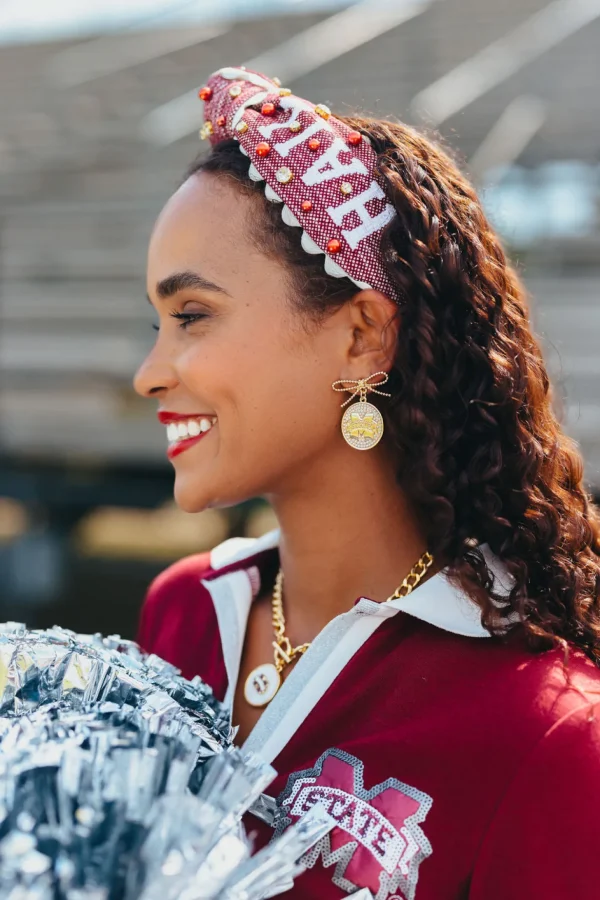 Mississippi State Logo Pearl Medallion Earring-Brianna Cannon Sale