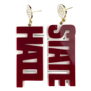 Mississippi State Maroon HAIL STATE Earrings-Brianna Cannon Clearance