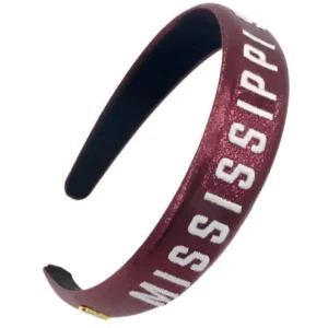 Mississippi State Maroon Thin Embroidered Headband-Brianna Cannon Best