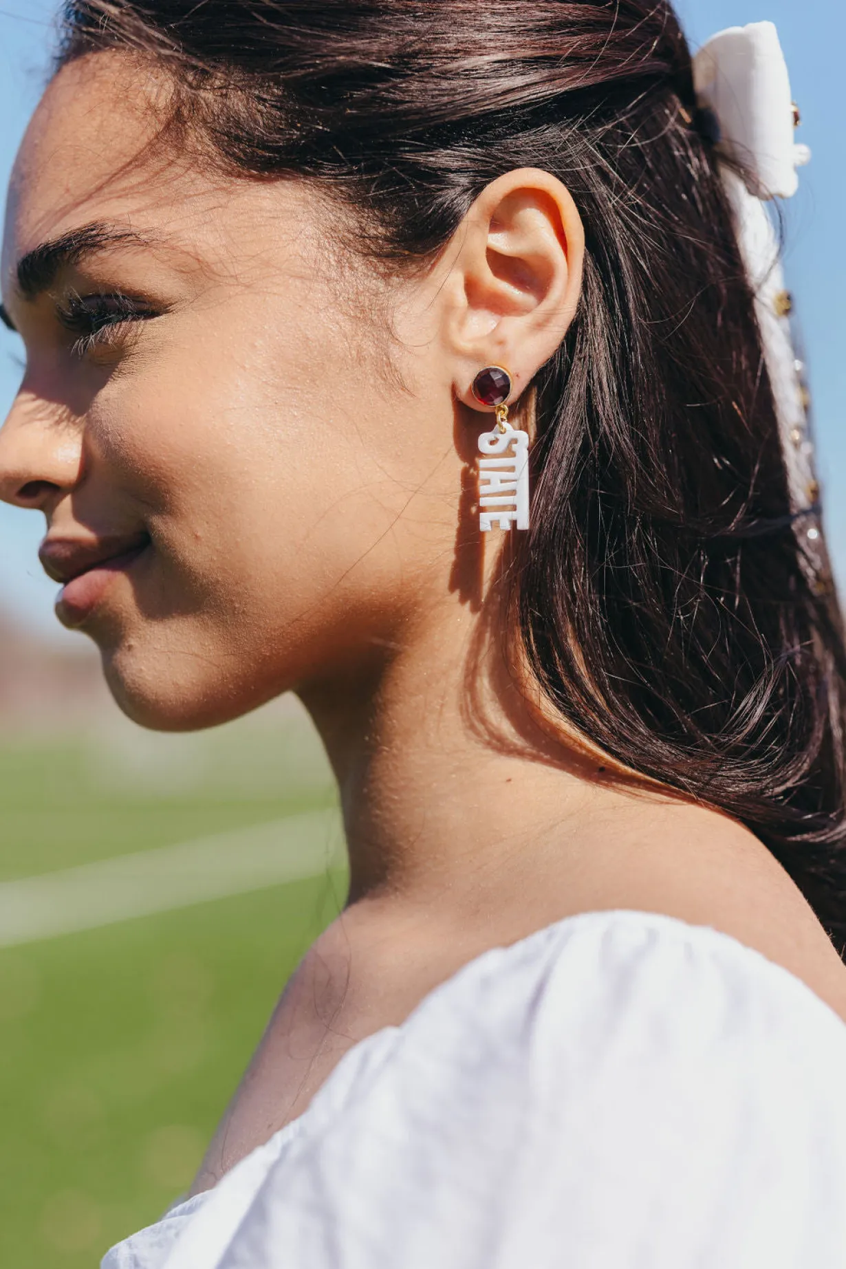 mississippi_state_mini_wh_2.webp Mississippi State Mini White HAIL STATE Earrings-Brianna Cannon Discount