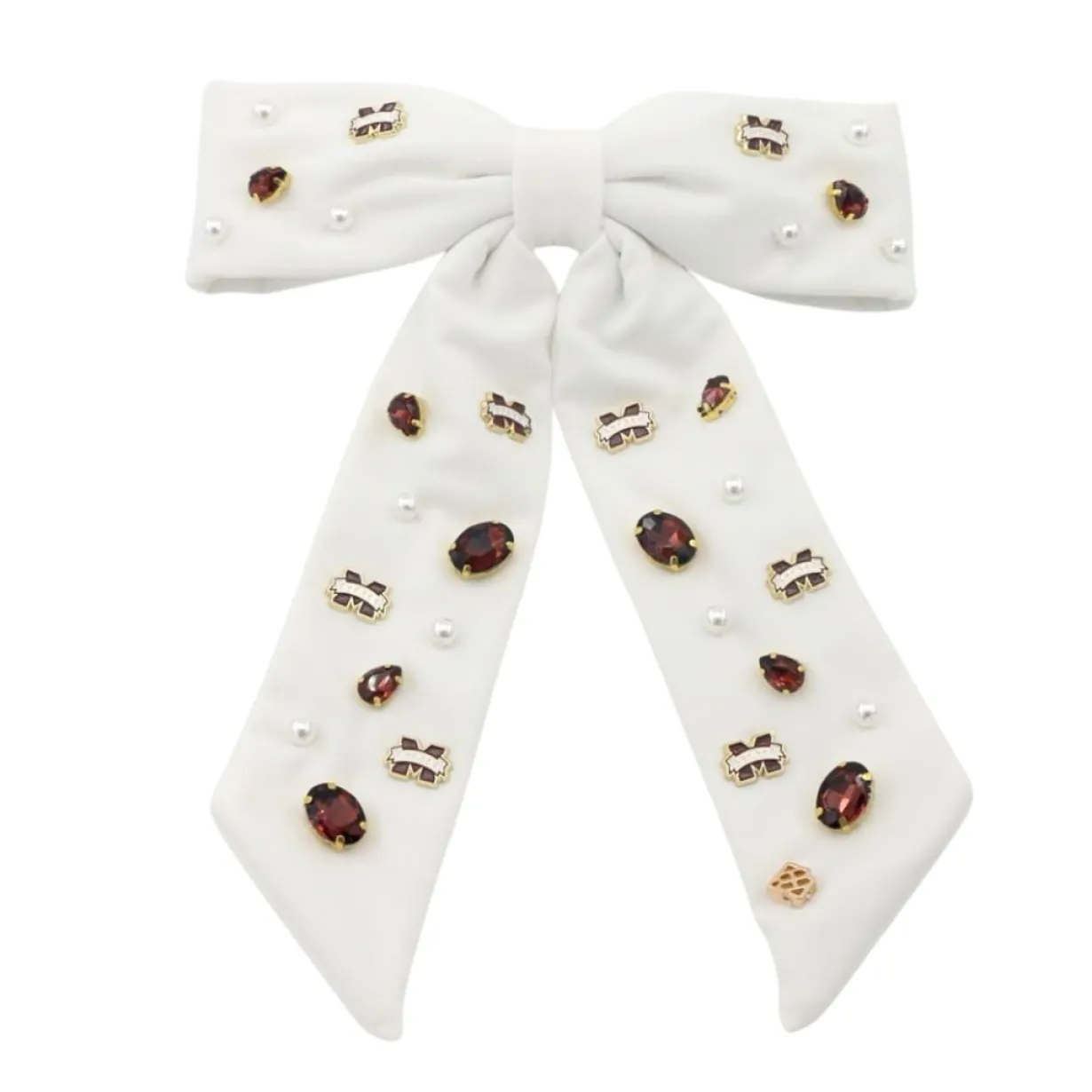 mississippi_state_white_b_0.webp Mississippi State White Bow Barrette-Brianna Cannon Sale