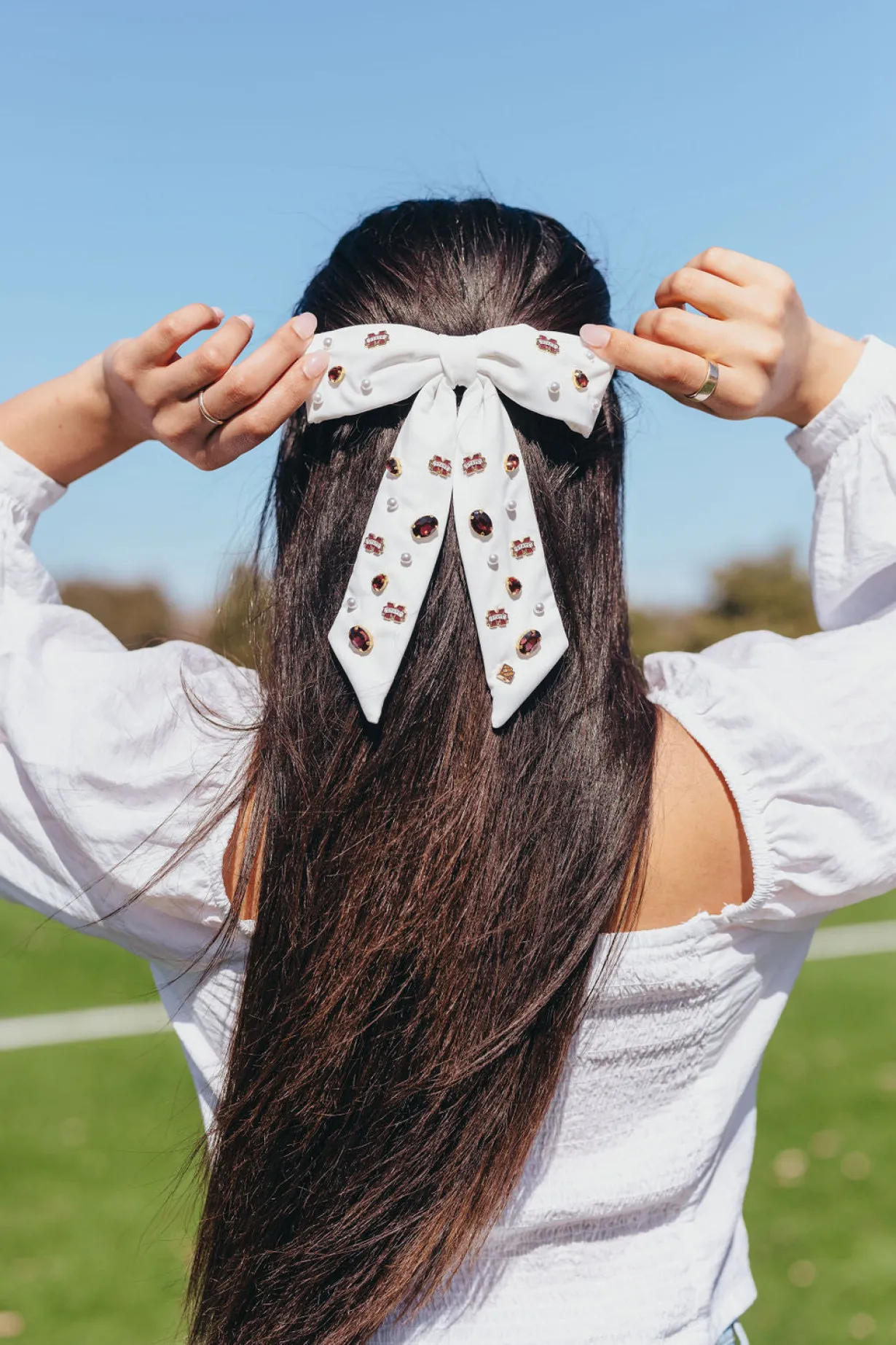 mississippi_state_white_b_2.webp Mississippi State White Bow Barrette-Brianna Cannon Sale