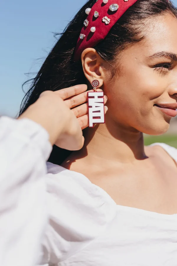 Mississippi State White HAIL STATE Earrings-Brianna Cannon New