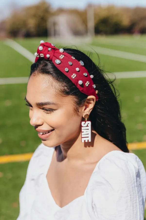 Mississippi State White HAIL STATE Earrings-Brianna Cannon New