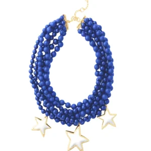 Multi Strand Blue Necklace with Stars-Brianna Cannon New