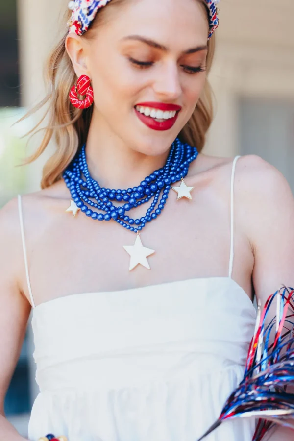 Multi Strand Blue Necklace with Stars-Brianna Cannon New