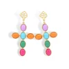 Multicolor Cabochon Cross Earrings-Brianna Cannon Sale