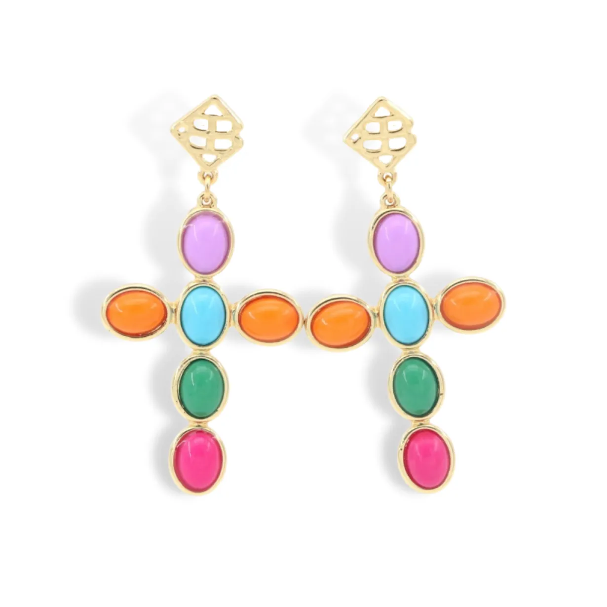 multicolor_cabochon_cross_0.webp Multicolor Cabochon Cross Earrings-Brianna Cannon Sale