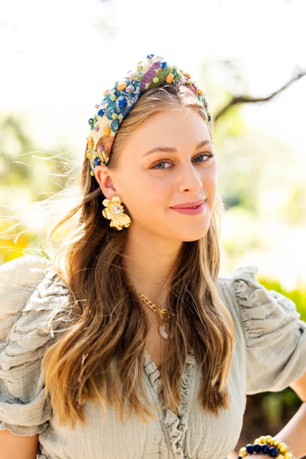 Multicolor Floral Tapestry Headband with Cabochons-Brianna Cannon Best
