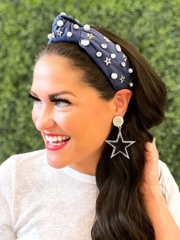 Navy and Silver Stars Headband-Brianna Cannon Outlet