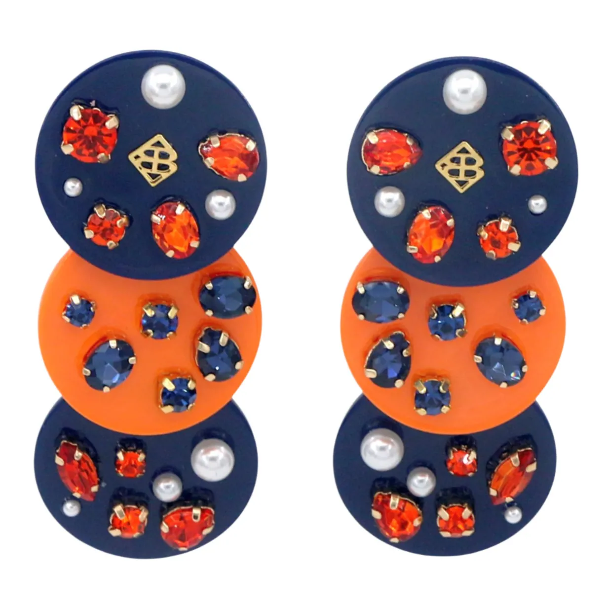 navy_blue_and_orange_trip_0.webp Navy Blue and Orange Triple Dot Earrings-Brianna Cannon Outlet