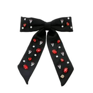 NC State Black Bow Barrette-Brianna Cannon Clearance