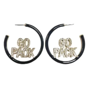 NC State GO PACK Black Pavé Hoop Earrings-Brianna Cannon Best