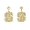 NC State Gold Logo Earring with BC Logo-Brianna Cannon Best