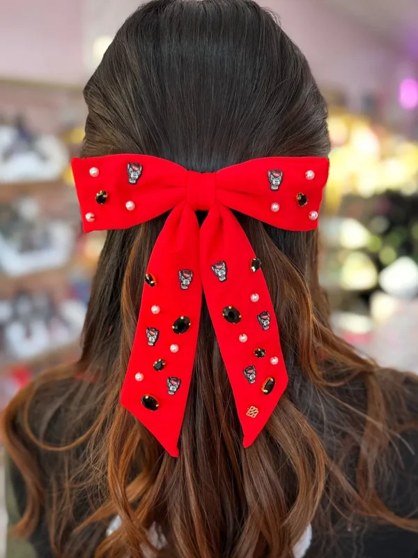 NC State Red Bow Barrette-Brianna Cannon Best