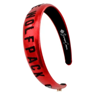NC State Red Thin Embroidered Headband-Brianna Cannon Outlet