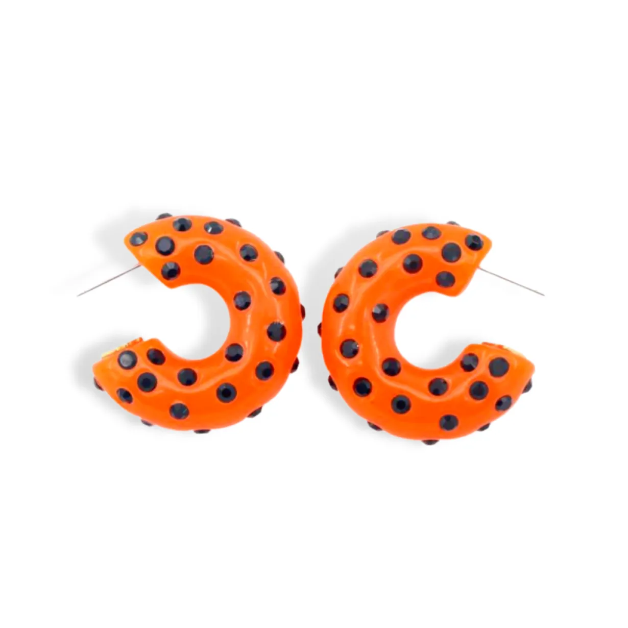 neon_orange_huggie_hoop_e_0.webp Neon Orange Huggie Hoop Earrings with Black Crystals-Brianna Cannon Clearance