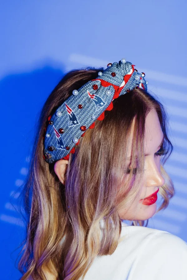 New England Patriots Adult Cross Stitch Headband-Brianna Cannon Clearance