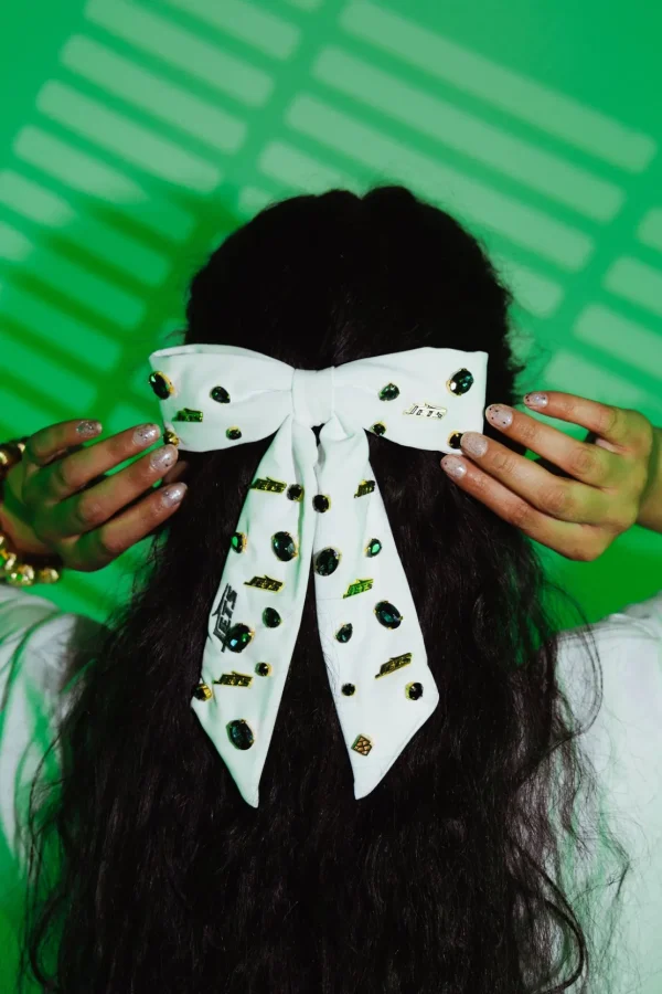 New York Jets White Bow Barrette-Brianna Cannon Best