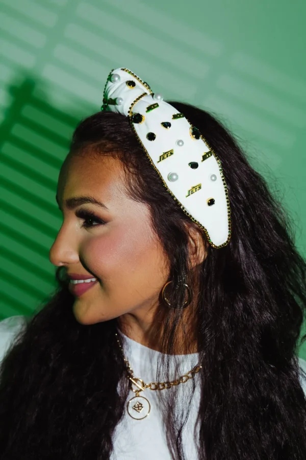 New York Jets White Logo Headband-Brianna Cannon Hot