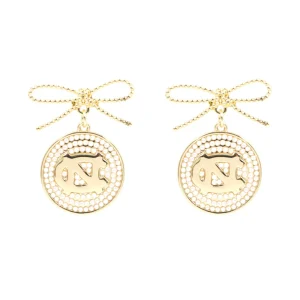 North Carolina Logo Pearl Medallion Earring-Brianna Cannon Fashion