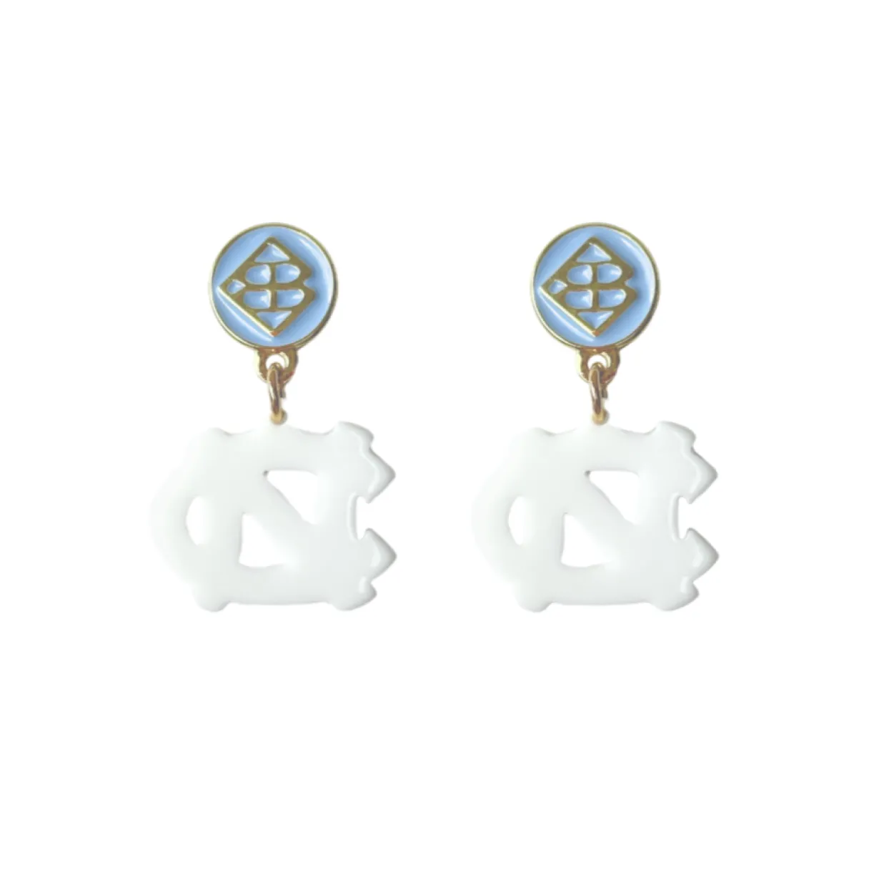 north_carolina_mini_white_0.webp North Carolina Mini White Logo Earrings-Brianna Cannon New