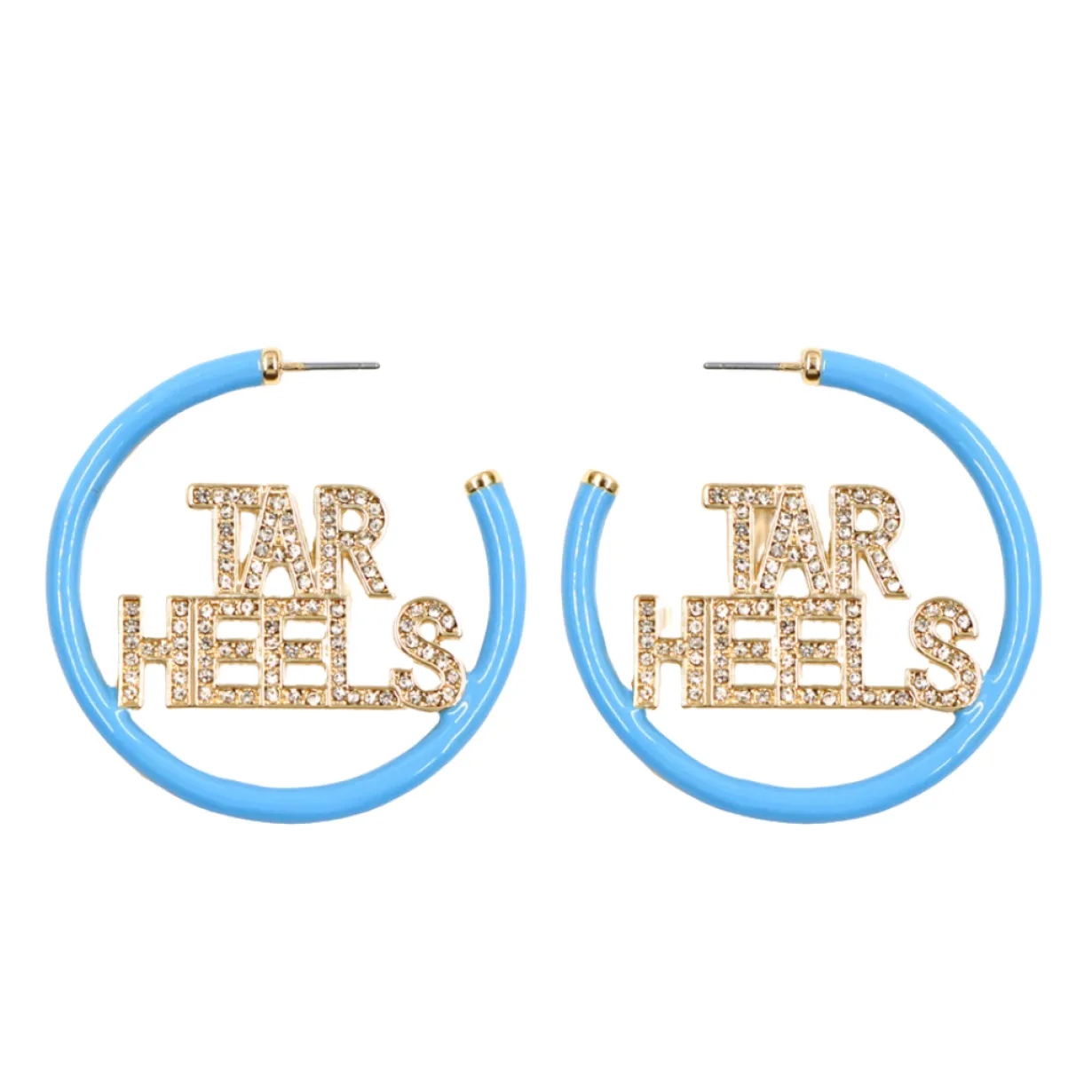 north_carolina_tar_heels__0.webp North Carolina TAR HEELS Blue Pavé Hoop Earrings-Brianna Cannon Fashion