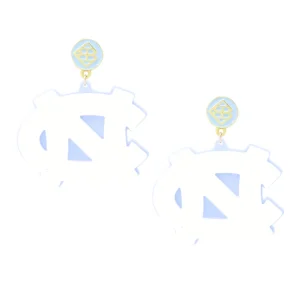 North Carolina White Logo Earrings-Brianna Cannon Discount