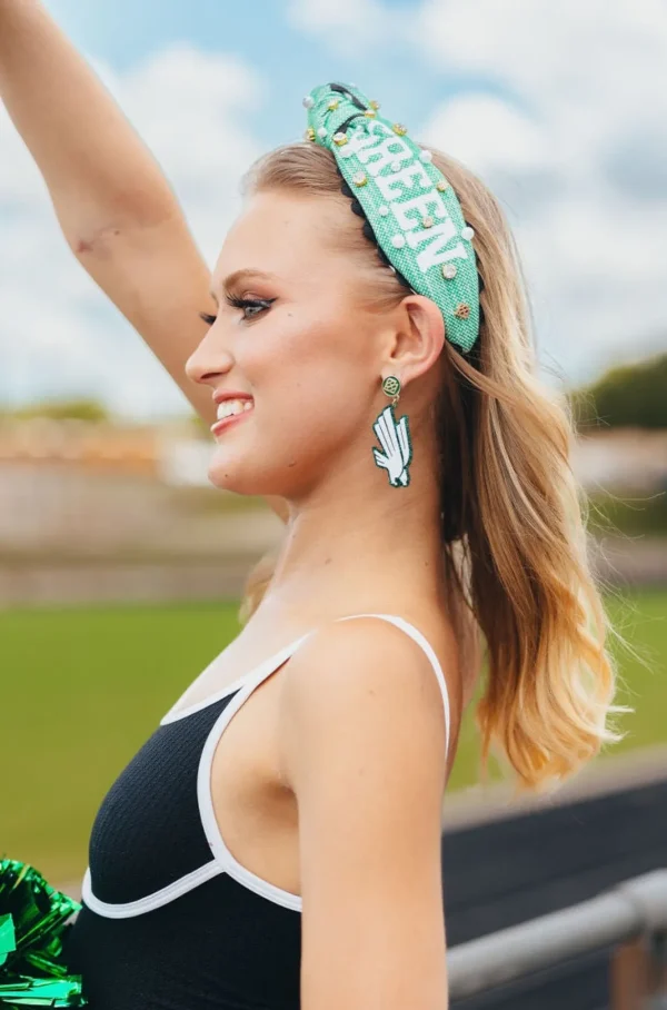 North Texas Adult Size MEAN GREEN Cross Stitch Headband-Brianna Cannon Discount