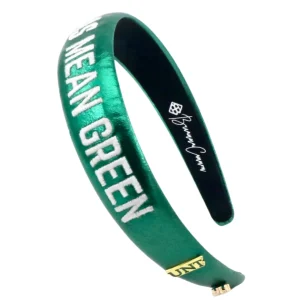 North Texas Green Thin Embroidered Headband-Brianna Cannon Outlet