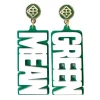 North Texas White MEAN GREEN Earrings-Brianna Cannon Sale