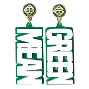 North Texas White MEAN GREEN Earrings-Brianna Cannon Sale