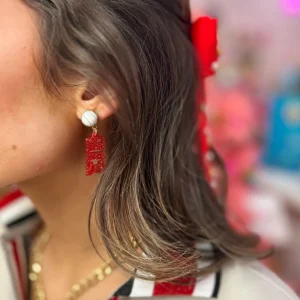 Ohio State Mini Red Glitter BUCK EYES Earrings-Brianna Cannon New