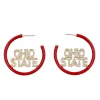 Ohio State Scarlet Pavé Hoop Earrings-Brianna Cannon Outlet