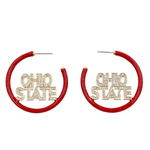 Ohio State Scarlet Pavé Hoop Earrings-Brianna Cannon Outlet