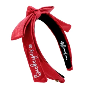 Ohio State Scarlet Thin Embroidered Ribbon Bow Headband-Brianna Cannon Discount