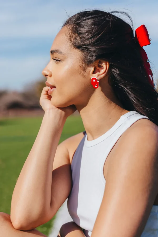Oklahoma Crimson and White OU Studs-Brianna Cannon Hot
