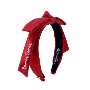 Oklahoma Crimson Thin Embroidered Ribbon Bow Headband-Brianna Cannon New
