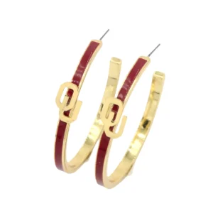 Oklahoma Logo Hoop Earrings-Brianna Cannon Outlet