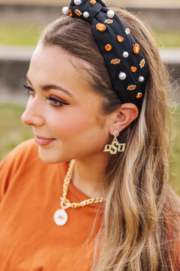 Oklahoma State Gold Logo Earring with BC Logo-Brianna Cannon Hot