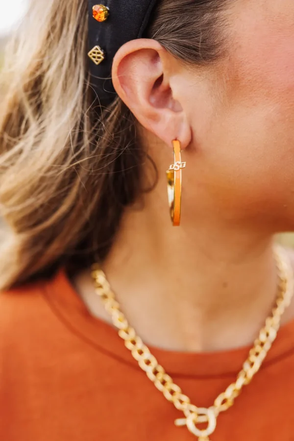 Oklahoma State Logo Hoop Earrings-Brianna Cannon Discount