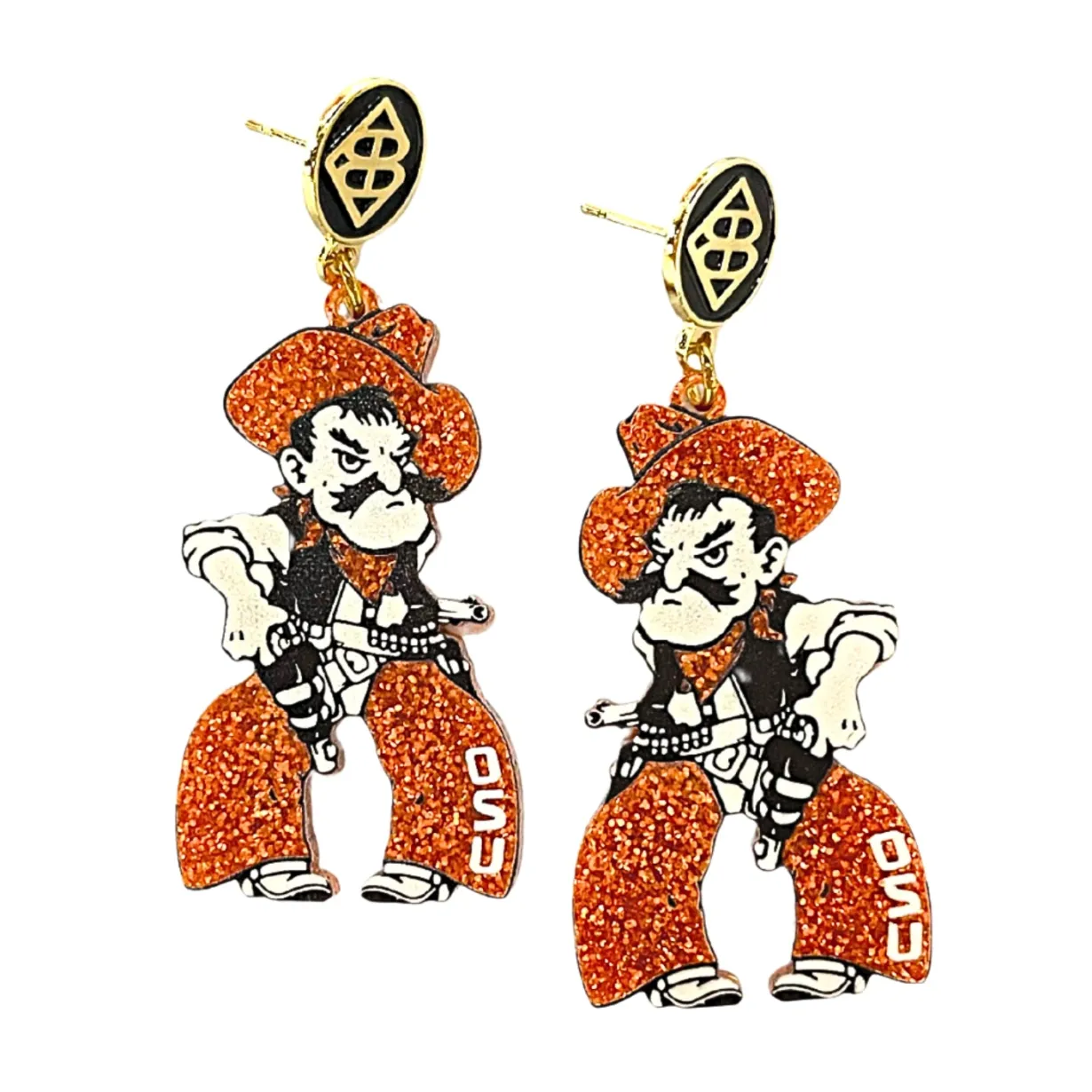 oklahoma_state_orange_gli_0.webp Oklahoma State Orange Glitter Pistol Pete Earrings-Brianna Cannon Discount