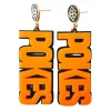 Oklahoma State Orange POKES Earrings over Black with Black Logo Top-Brianna Cannon Discount