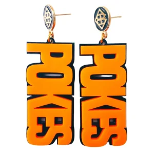 Oklahoma State Orange POKES Earrings over Black with Black Logo Top-Brianna Cannon Discount