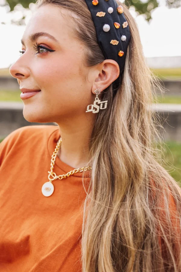 Oklahoma State Silver Logo Earring with BC Logo-Brianna Cannon New
