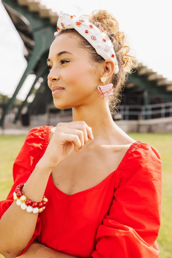 Oklahoma White Logo Headband-Brianna Cannon Clearance