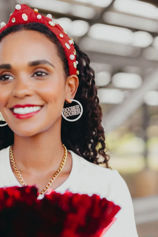 Oklahoma White Pavé Hoop Earrings-Brianna Cannon Hot