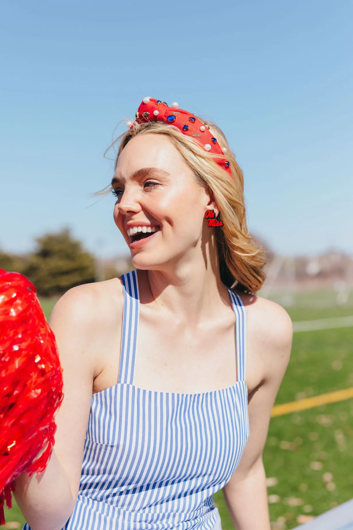 ole_miss__red_and_navy_gl_2.webp Ole Miss Red and Navy Glitter Logo Studs-Brianna Cannon Fashion