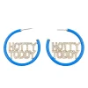 Ole Miss HOTTY TODDY Powder Blue Pavé Hoop Earrings-Brianna Cannon Best