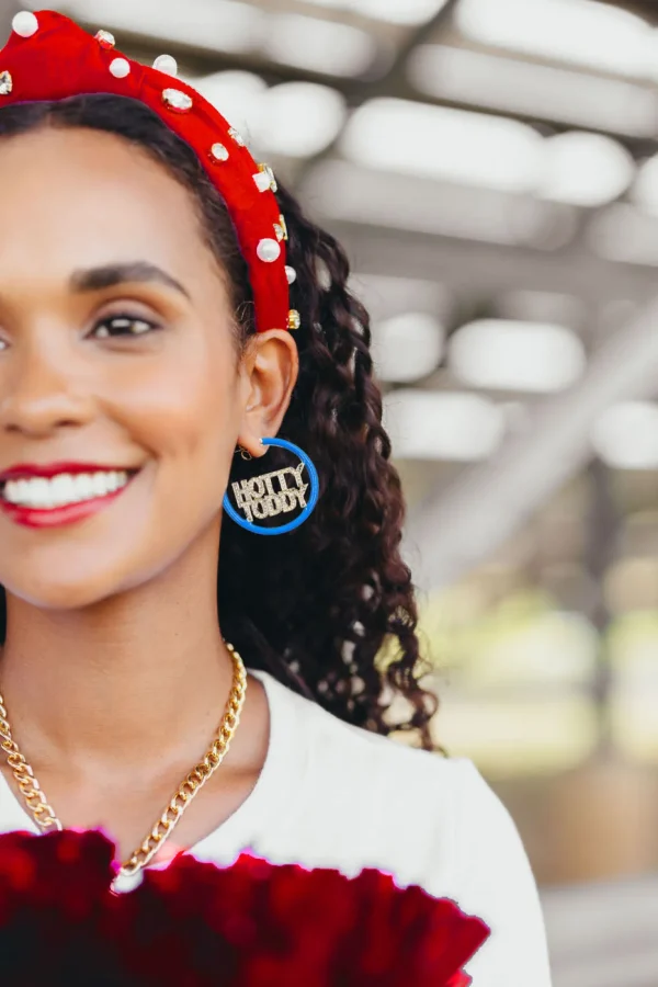 Ole Miss HOTTY TODDY Powder Blue Pavé Hoop Earrings-Brianna Cannon Best